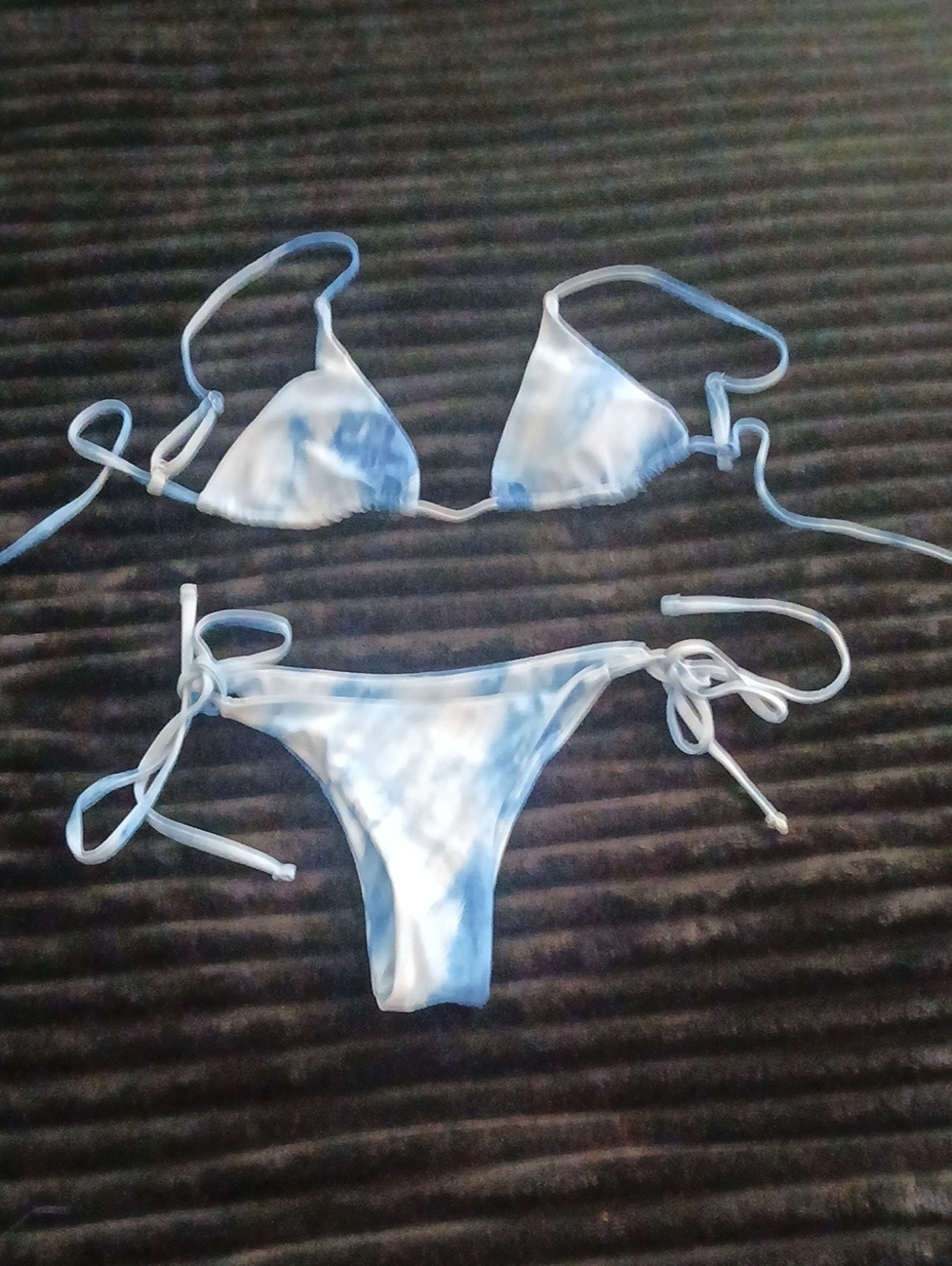 Sky Blue Marbled 2 Pc Bikini Set Size SMALL